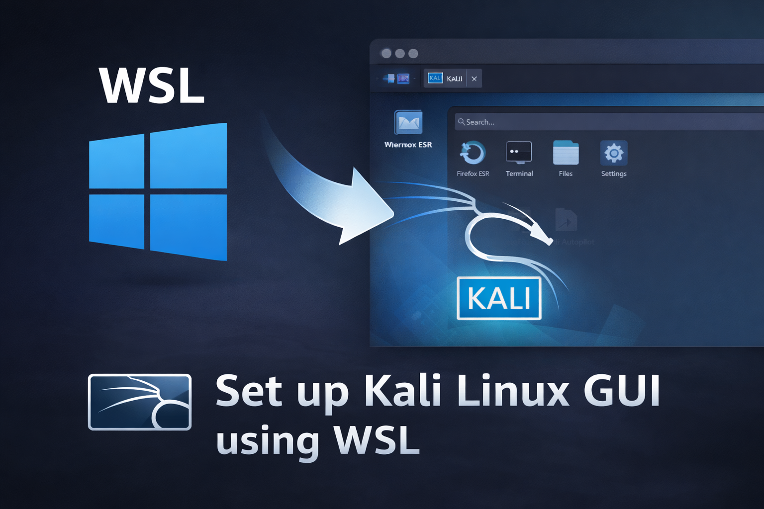 Kali Linux desktop running on Windows through WSL